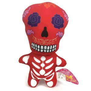 Kellytoy Sugar Loaf Day of the Dead Skeleton Plush Red Halloween Stuffed 12''